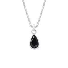 COLAR PRATA 925 + PINGENTE GOTA ZIRCÔNIA ONIX 4X6mm - comprar online