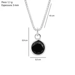 COLAR PRATA 925 45CM PINGENTE PONTO DE LUZ REDONDO ZIRCÔNIA ÔNIX 5MM na internet
