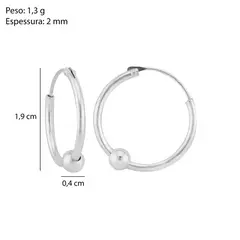 ARGOLA PRATA 925 COM ESFERA 18MM na internet