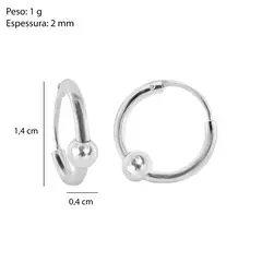 ARGOLA PRATA 925 COM ESFERA 13MM na internet