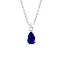 COLAR PRATA 925 + PINGENTE GOTA ZIRCÔNIA SAFIRA 4X6mm - comprar online