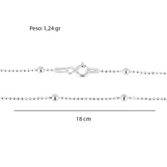 PULSEIRA CORRENTE PRATA 925 BOLINHAS E COM BOLINHA 2,6MM - Vitrine Joias & Acessórios