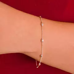 Pulseira Corrente de Prata 925 com Bolinhas Ovais