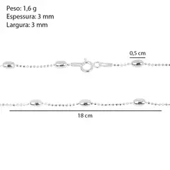 Pulseira Corrente de Prata 925 com Bolinhas Ovais - comprar online