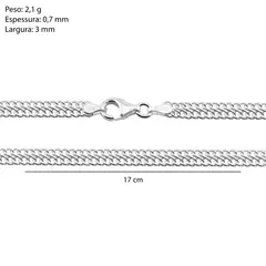 Pulseira Corrente Prata 925 Esteira Ottino 3mm - comprar online