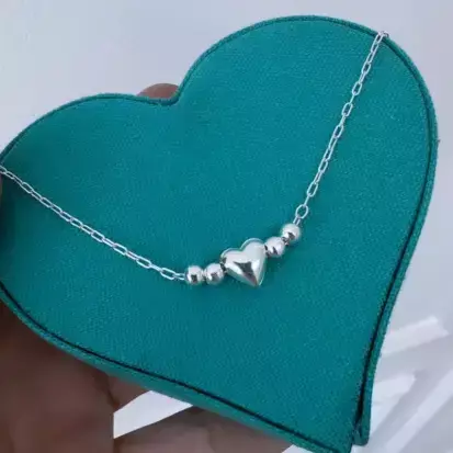 Tornozeleira Prata 925 Coração/Bolinhas