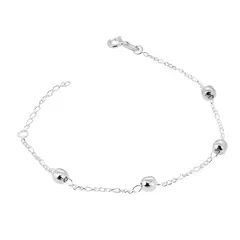 Pulseira Prata 925 Infantil bolinha 3,5 12cm +3cm alongador - comprar online