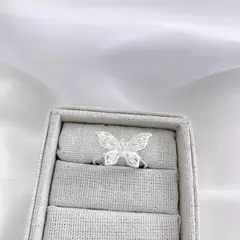 Anel Prata 925 Borboleta Asa Cravejada