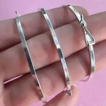 Bracelete Prata 925 Fio Quadrado Aro Redondo 2mm