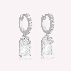 ARGOLA PRATA 925 COM CLICK CRAVEJADA COM PINGENTE CRISTAL
