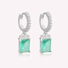ARGOLA PRATA 925 COM CLICK CRAVEJADA COM PINGENTE TOURMALINA