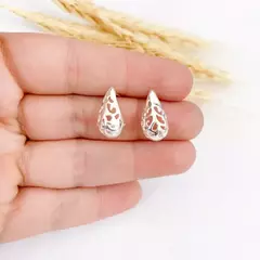 Brinco Prata 925 Gota Vazada Grande