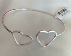 BRACELETE PRATA 925 REGULAVEL 2 CORAÇÃO - comprar online