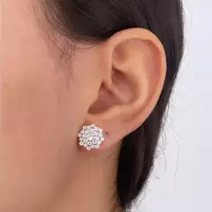 Brinco Prata 925 Flor Cravejada Love