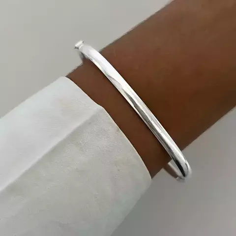 Bracelete Prata 925 Aro Oval Fio redondo 4mm