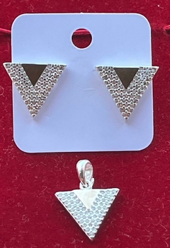 CONJUNTO PRATA 925 BRINCO + PINGENTE COM FILETE DE OURO INSPIRAÇÃO VIVARA