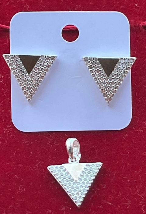 CONJUNTO PRATA 925 BRINCO + PINGENTE COM FILETE DE OURO INSPIRAÇÃO VIVARA