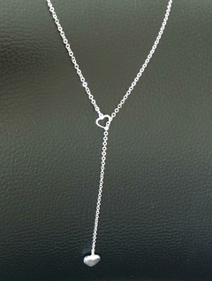 Colar Prata 925 Gravatinha Coração vazado/liso