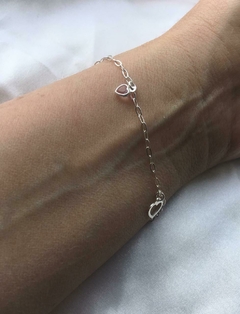 PULSEIRA PRATA 925 INFANTIL DOIS CORAÇÕES ZIRCÔNIA/VAZADO - comprar online