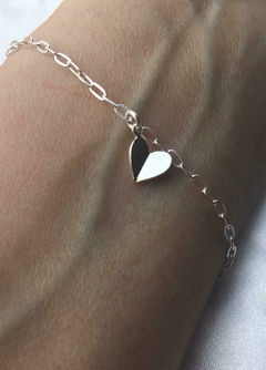 PULSEIRA PRATA 925 INFANTIL CORAÇÃO ORIGAMI