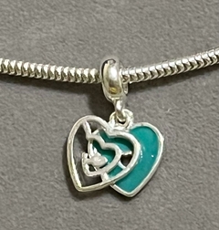 BERLOQUE PRATA 925 INSPIRAÇÃO TIFFANY CORAÇÃO TURQUESA