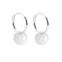 Argola Prata 925 + Pingente letra Iniciais redondo 0,8cm