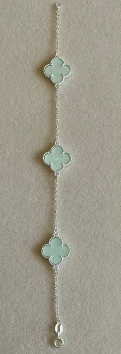PULSEIRA PRATA 925 03 TREVOS AZUL BB INSPIRAÇÃO VAN CLEEF