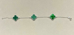 PULSEIRA PRATA 925 03 TREVOS VERDE INSPIRAÇÃO VAN CLEEF - comprar online