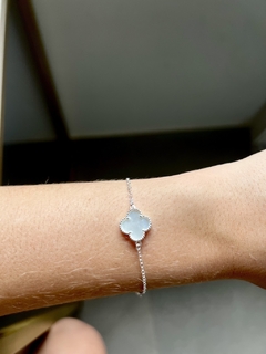 PULSEIRA PRATA 925 1 MINI TREVO MADRE PÉROLA INSPIRAÇÃO VAN CLEEF