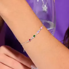 PULSEIRA PRATA 925 COM ZIRCÔNIAS COLORS