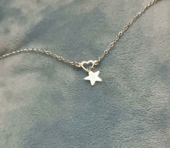 TORNOZELEIRA PRATA 925 CORAÇÃO E ESTRELA - comprar online