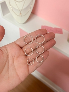 TRIO MINI ARGOLAS PRATA 925 HEXAGONAL