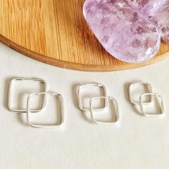 TRIO MINI ARGOLAS PRATA 925 QUADRADO