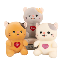 Gato de Peluche Corazón Bordado 23 cm