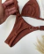 Conjunto Biquíni Cortinha C/ Calcinha Fio - Marrom - comprar online