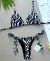 Conjunto Biquíni Cortinha C/ Calcinha Lacinho - Zebra Preto/Branco