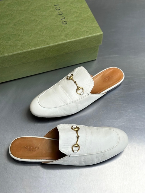 Mule Gucci Horsebit PrinceTown Branco - comprar online
