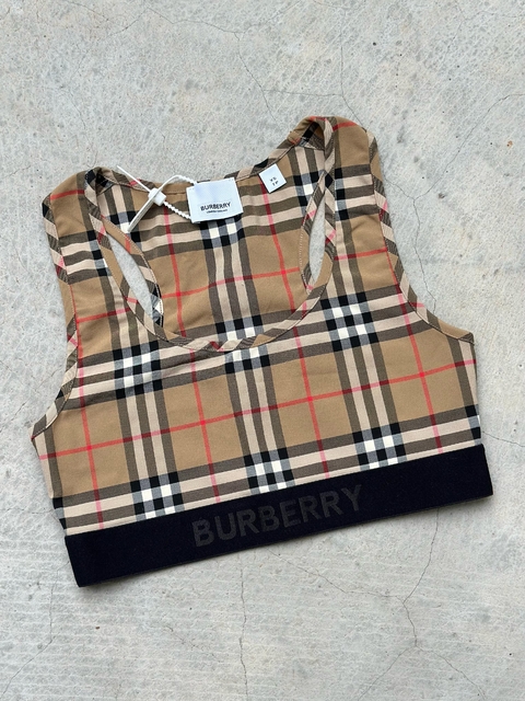 Top Burberry Cropped Xadrez London - comprar online