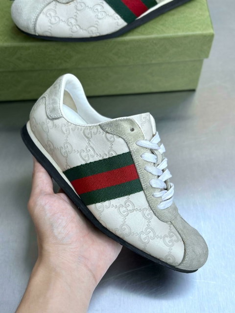 Tênis Gucci Guccissima GG Couro Branco - comprar online