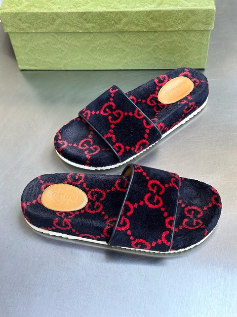 Slide Gucci Terry Cloth GG Blue/Red - comprar online