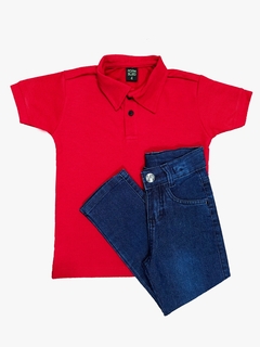 Kit calça jeans e Polo Malha Piquet Infantil . - Maximus Confecções