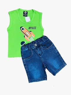 Imagem do Kit Bermuda Jeans Regata Malha Algodão