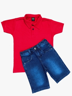 kit Bermuda Jeans e Polo Malha Piquet - Maximus Confecções