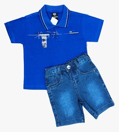 Kit Bermuda Jeans +camisa Polo Infantil Menino - Maximus Confecções