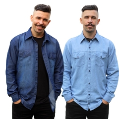 Imagem do Kit 2 Camisas Jeans Manga Longa – Elegância e Versatilidade para Qualquer Ocasião!