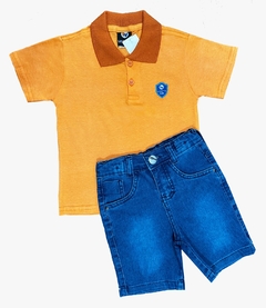 Kit Bermuda Jeans +camisa Polo Infantil Menino - comprar online
