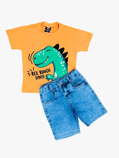 Kit Bermuda Jeans Infantil + Camiseta Menino