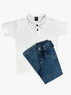 Kit calça jeans e Polo Malha Piquet Infantil . - loja online