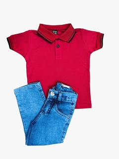 Kit calça jeans e Polo Malha Piquet Infantil . - comprar online