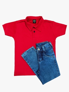 Kit calça jeans e Polo Malha Piquet Infantil . - comprar online